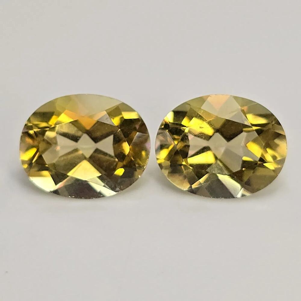 Natural Mystic Quartz Pair, Golden Yellow, 5.17 ct Total, 10x8mm, Coated